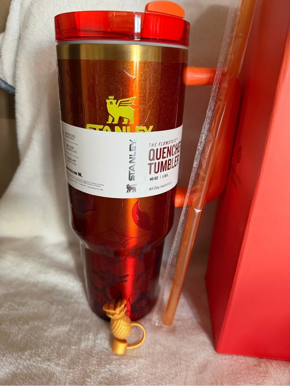 Orange Red Quencher Tumbler with Handle